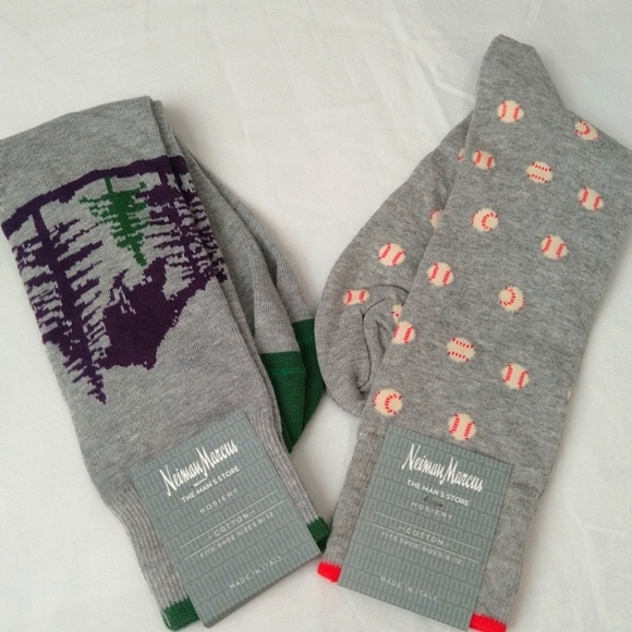 Neiman Marcus men's hesiery cotton blend socks two pair bundle size 8-12 grey - Picture 4 of 4